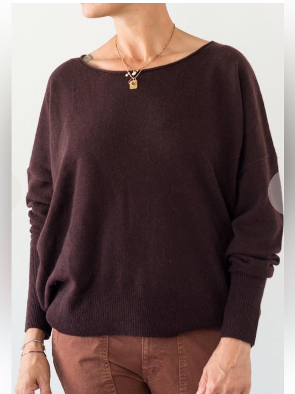 Nili Lotan Scoopneck Odeya Sweater In Deep Brown